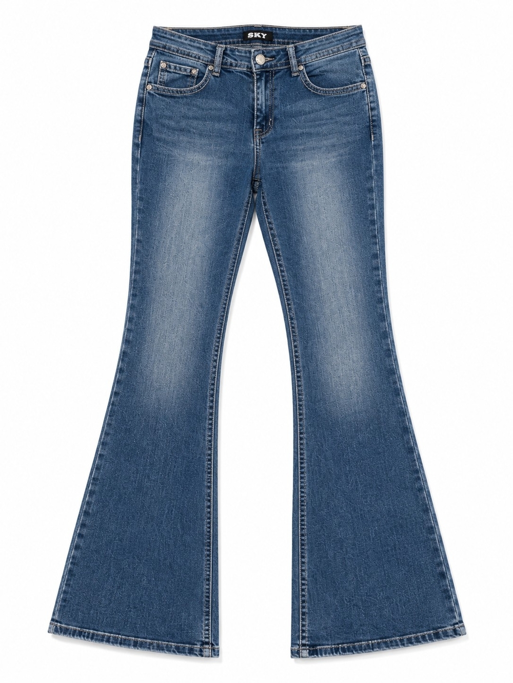 Sky Blue Flare Jeans with Embellished Back Pockets Size 11 Juniors - Picture 2 of 8